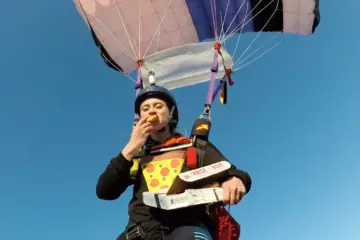 This Skydiver Got Hungry while 2000 Feet in the Air, She Gets a Pizza Delivery