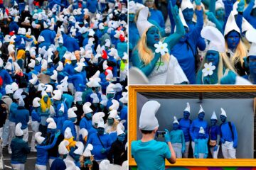 In Midst of Coronavirus Outbreak, 3500 People Dressed as Smurfs Gather in France to Beat World Record