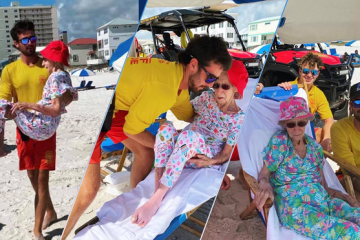 Heartwarming: Caring Lifeguards Carry a 95-Year-Old Lady to the Beach Every Day on Her Vacation