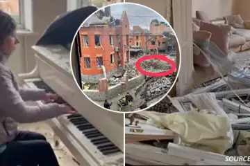 Ukrainian Musician Plays the Piano in Her Bombed-Out Home before Fleeing Her Home Town