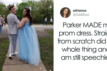 Heartwarming: Teen’s Prom Date Sews Her a Lovely Dress after She Told Him She Can’t Afford Her Dream One